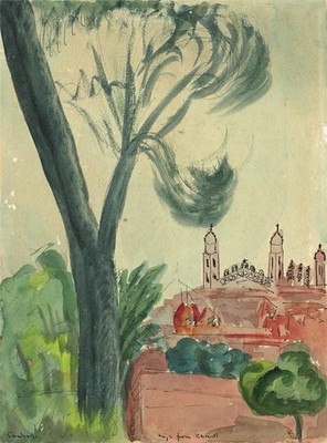 Phyllis Chilton Osborne Aquarell Gemälde King's College Cambridge 1935