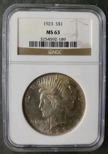 1923 $1 Peace Silver Dollar NGC MS63