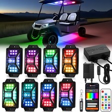 8PCS 12V-72V Golf Cart Lights, RGB Led Underglow Light Kit Multicolor 8 Pcs