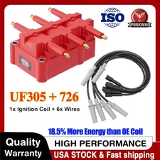 UF305 Ignition Coil &6X Spark Plugs Wire Set for 2007-2011 Jeep Wrangler V6 3.8L