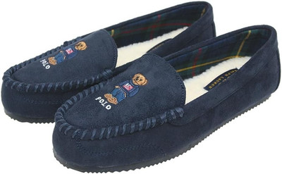 POLO RALPH LAUREN Women's Dezi Bear Memory Foam Slipper Navy Blue 10 NEW w/Box