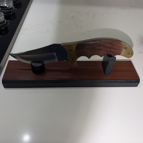 Vintage Rigid USA Fixed Blade Knife w/Original Leather Sheath Ripper/Razorback