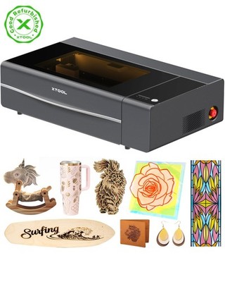 (Refurbished)xTool P2S 55W CO2 Laser Cutter, Smart Desktop Laser Engraver,Black
