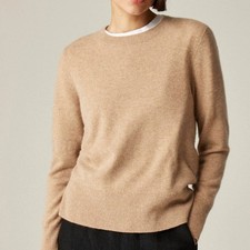 NWT J Crew Cashmere Classic-fit Crewneck Sweater Camel S