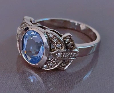Ancienne bague argent topaze zirconium bague tank argent massif bijou Taille 54 - Photo 1/4
