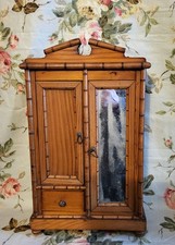 ANTIQUE DOLL~TEDDY BEAR WARDROBE~ARMOIRE~BAMBOO~HARDWARE DETAIL~SALESMAN SAMPLE