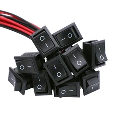 TWTADE 10Pcs Rocker Switch ON/Off 2Pin Latching Square Toggle SPST Switch Sna...