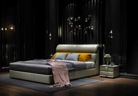 Luxus Bett Schlafzimmer Leder Polster Doppel Betten Holz Design 180X200Cm Neu