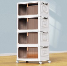 4 Tier Plastic Storage Bins with Lid 23QT, Stackable Storage Containers with ...