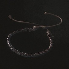 Vintage braided leather adjustable bracelet. sliding knot closure. Boho. CJ16