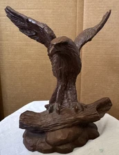 Red Mill MFG Handcrafted American Eagle Wings Uplifted Figurine Brown