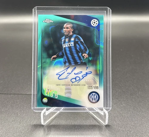 SAMUEL ETO'O 2025-26 Topps Chrome UCC Aqua Lava Auto #CLA-SE 132/199