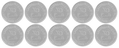 United Arab Emirates - UAE 25 Fils, 2017 (AH1438), KM #4a, Mint X 10 PCS