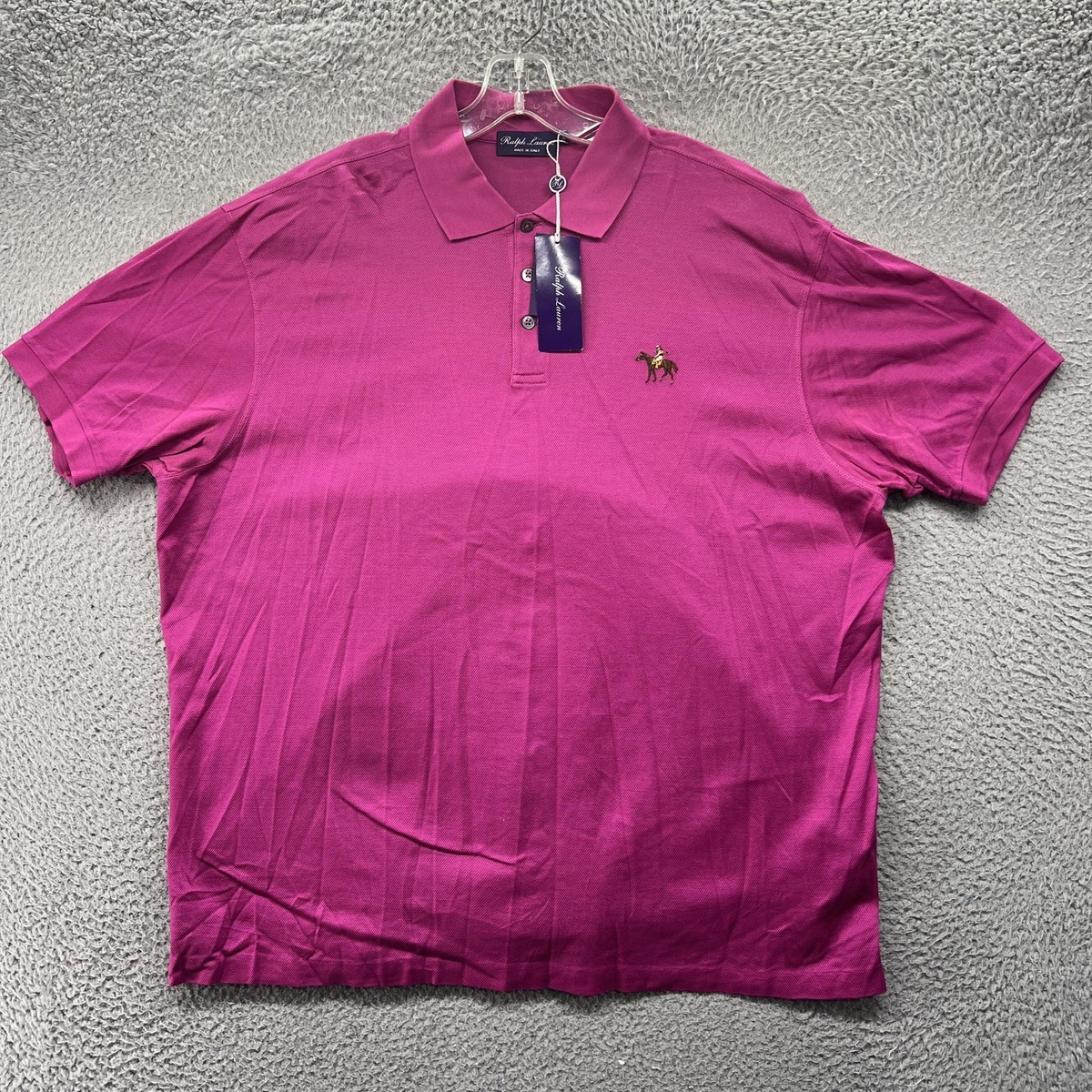Ralph Lauren Polo Shirt Mens 2XL Magenta Golf Casual Preppy Italy