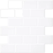 STICKGOO 10-Sheet White Subway Tiles Peel and Cold With Grout 