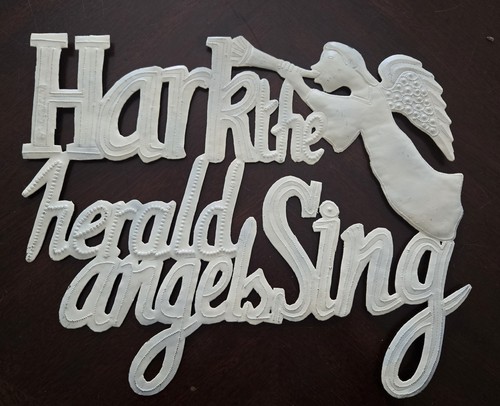 Hark the Harold Angels Punched Metal Sign Christma Wall Hanging