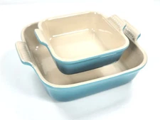 Le Creuset Heritage Stoneware Square Baking Dishes 5" & 8" Set of 2 ~ CARIBBEAN