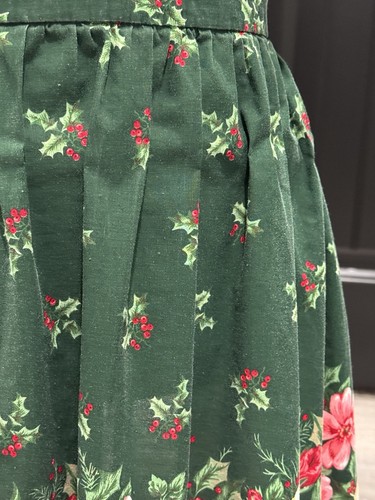 Vintage Green Red Floral Apron Pocket Cottage Core Trad Wife - Bild 5 von 12