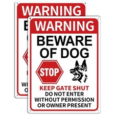 Eye-Catching 2 Pack Beware of Dog Signs - Large 13.1x9.9 Inch Reflective Design