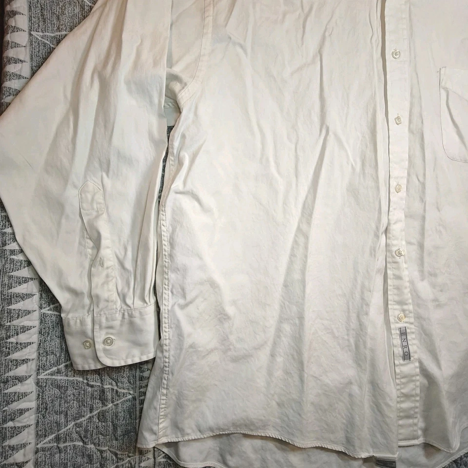 Camisa de Vestir ENRO Sólida GRANDE Blanca 2 Capas Clásica con Botones Manga Larga - Hombres 18 34-35 Foto 4 de 4