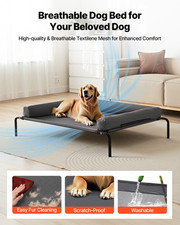 VEVOR Elevated Dog Bed for Large Dogs, Portable Raised Dog Cot with Washable Pil