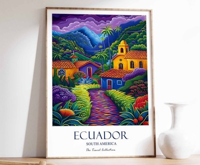 9_Ecuador Reiseposter, Ecuador Druck, Südamerika Reisekunst, Blumenposter,
