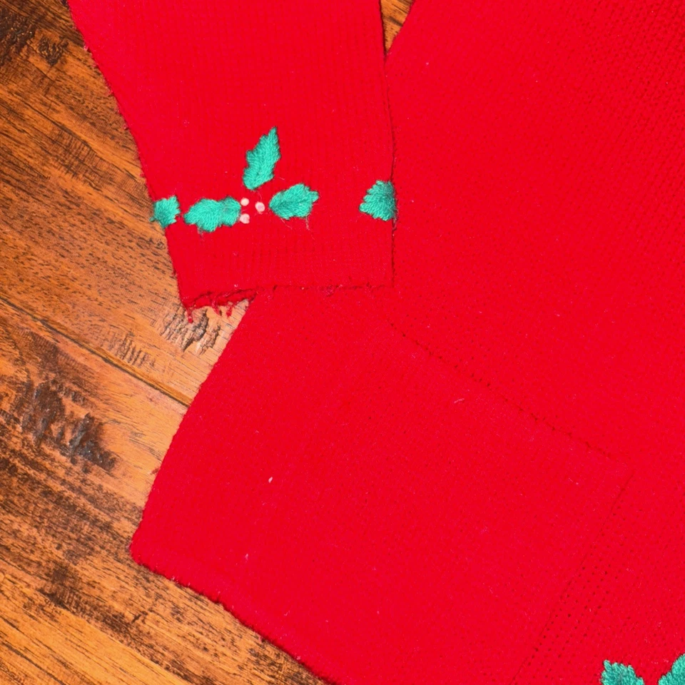 Cárdigan Suéter De Colección Tally Ho Rojo Acebo Navidad Para Mujer Talla S Botón Delantero Foto 2 de 4