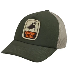 Catchin' Deer Giddy Premium Canvas Trucker Cap- Green/Tan
