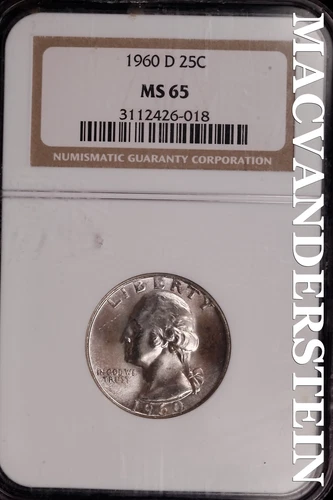 1960-D Washington Quarter - NGC MS 65 - Brilliant Unc  Lustrous  #SLG589