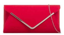 Women Plain Suede Envelope Clutch Bag chain Ladies Evening Party Prom wedding