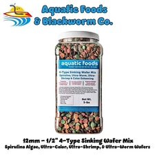 4-Type  1/2" Wafers of Spirulina, Ultra-Worm, Ultra-Shrimp, Ultra-Color ... Jar