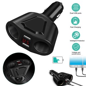 Dual-USB-Car-Charger-Holder-Mount-With-Cigarette-Lighter-Chargers-for-CellPhone