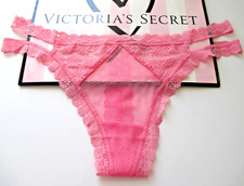 VICTORIA'S SECRET Strappy Thong Panty VS Pink Hope S M L XL Daisy Lace Mesh NWT