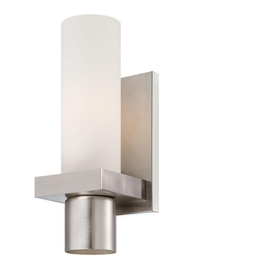 World Imports WI23277B Pillar 1 Light Wall Sconce, Brush NKL - Open Package