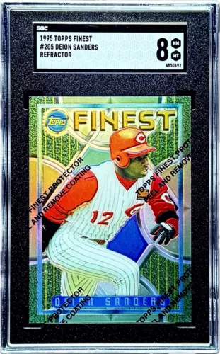 1995 Topps Finest REFRACTOR #205 DEION SANDERS Cincinnati Reds SGC 8 POP 2