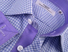 Purple Plaids  Check Formal Business Dress Shirt Luxury Men Fashion Violet Top