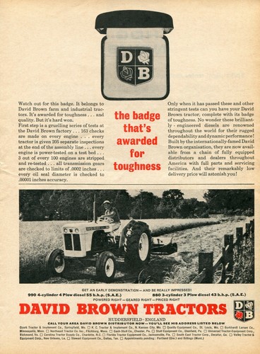 Anuncio impreso de David Brown DB 990 1964 tractor agrícola - Imagen 1 de 2