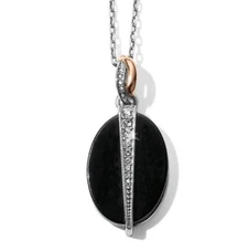 NWTag Brighton NEPTUNE'S RINGS Oval BLACK AGATE Reversible Short Necklace MRP$78