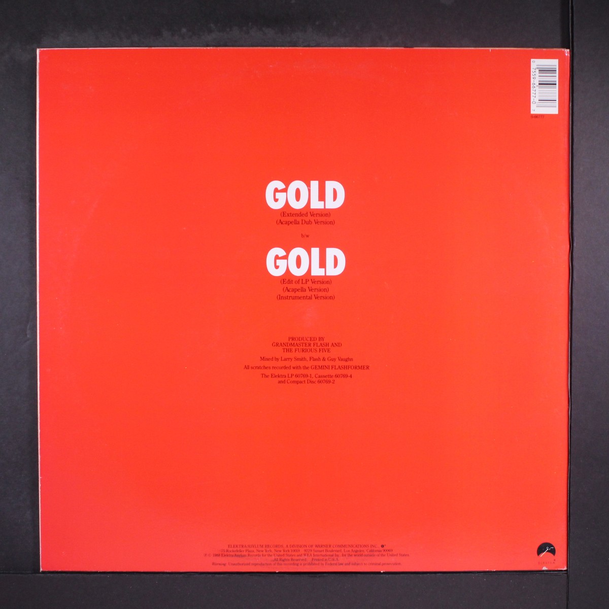 GRANDMASTER FLASH & FURIOUS FIVE: gold / instro ELEKTRA 12