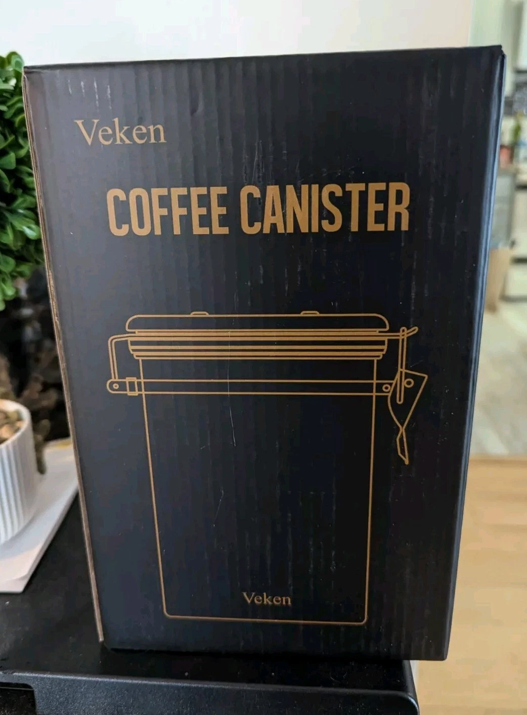 Veken - Coffee Canister & Scoop - Stainless Steel W/ Date Tracker - BLACK- NEW