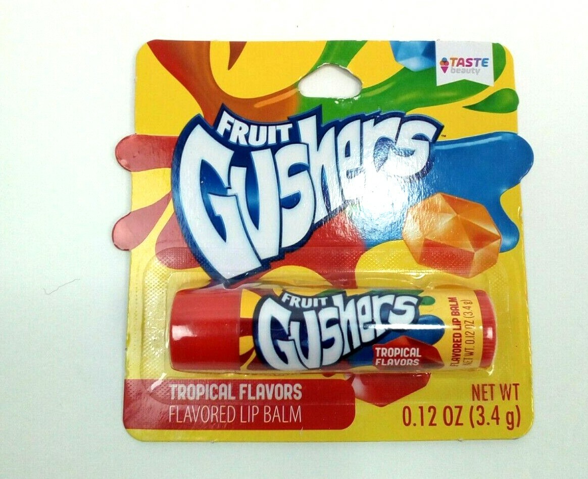 Lot of 2 Taste Fruit Gushers, Tropical Flavored Lip Balm, New Sealed 0.