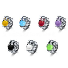Unisex Flip-Up Cover Owl Finger Quartz Watch Stainless Steel Elastic Ring Watch