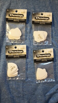 Dunlop 483P01TH Genuine Celluloid White (4 Packs Of 12 = 48) THIN Guitar Picks