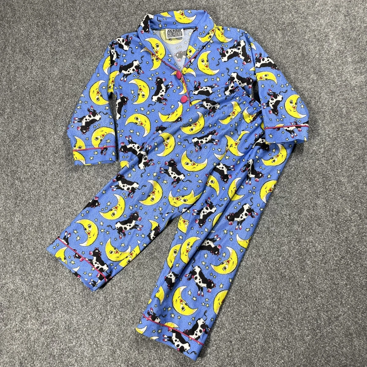 Joe Boxer 2 Piece Pajamas Cow Moon Sleep Young Girl Kids Youth Size 6 PJs