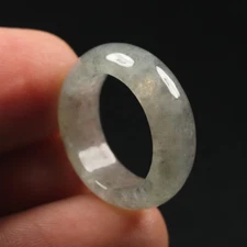 Size 5.25 Certified Grade A 100% Natural Black Green Icy Jadeite Jade Ring 57262