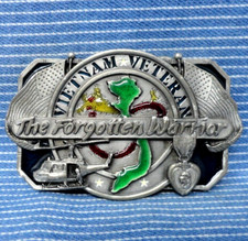 Vietnam Veteran Belt Buckle Militarys Forgotten Warrior Vtg 80s Siskiyou .PCB500