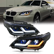 Pair LED Headlight For BMW 5 series E60 E61 2005-2010 Head Front Lamps Assembly