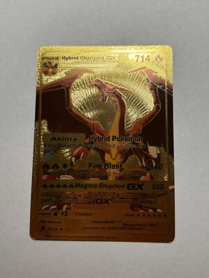 Hybrid Charizard GX Full Art Gold Foil Fan Art Display Card HP 714 NM/M