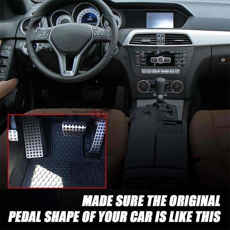 Cubierta de reposapiés de pedal de freno de gas 4 piezas para Mercedes-Benz C E S GLK SLK CLS SL Clase Foto 3 de 4