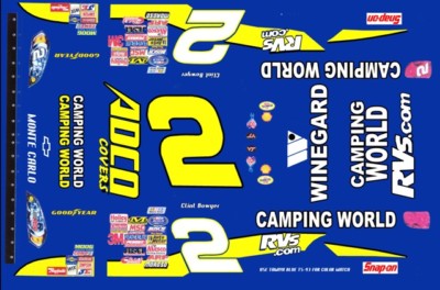 #2 Clint Bowyer Camping World 2006 1/43rd Scale Slot Car Decals